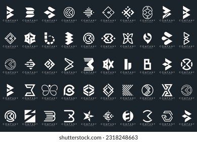conjunto de iconos del logotipo de la letra abstracta B. diseño para negocios de lujo, elegante, sencillo.