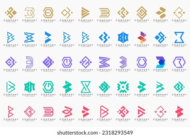 abstract letter B logo icon set. design for business of luxury, elegant, simple.