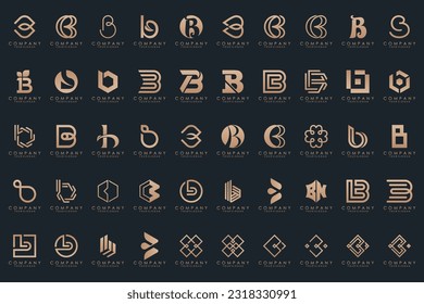 conjunto de iconos del logotipo de la letra abstracta B. diseño para negocios de lujo, elegante, sencillo.