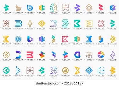 abstract letter B logo icon set. design for business of luxury, elegant, simple.