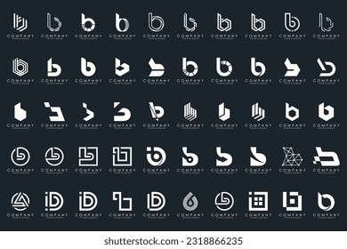 conjunto de iconos del logotipo de la letra abstracta B. diseño para negocios de lujo, elegante, sencillo.