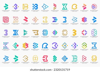 conjunto de iconos del logotipo de la letra abstracta B. diseño para negocios de lujo, elegante, sencillo.