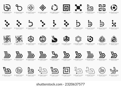 conjunto de iconos del logotipo de la letra abstracta B. diseño para negocios de lujo, elegante, sencillo.