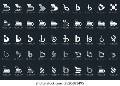 conjunto de iconos del logotipo de la letra abstracta B. diseño para negocios de lujo, elegante, sencillo.