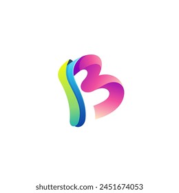 Abstract letter B logo template, 3d colorful icons