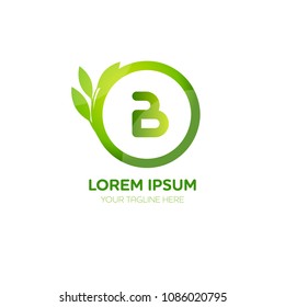 Abstract letter B logo vector design. Icon eco green and circle concept template.