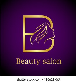 Abstract Letter B Logo,Gold Beauty Salon Logo Design Template