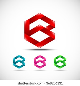 Abstract letter B logo,vector origami design template elements