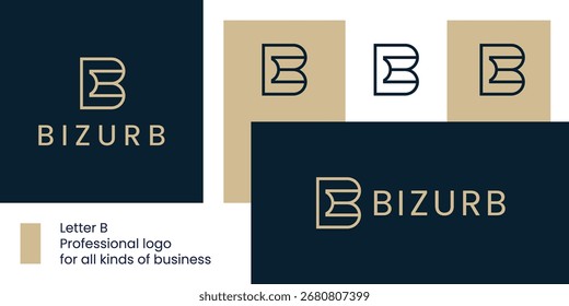 Letra abstrata B Monograma Logo com fita fluente e forma de onda