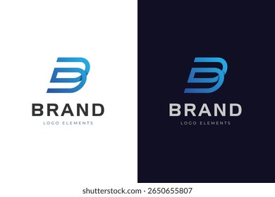 Letra abstrata B monograma logotipo vetorial em gradiente azul com estilo geométrico moderno para negócios, tecnologia, finanças, marca e identidade corporativa