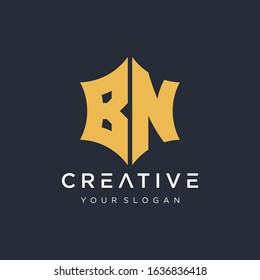 Abstract letter B N star hexagon simple logo icon design vector. Logo Emblem Capital Letter Modern Template. Creative minimalist logotype icon symbol. -VECTOR