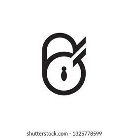 abstract letter b padlock design line logo vector