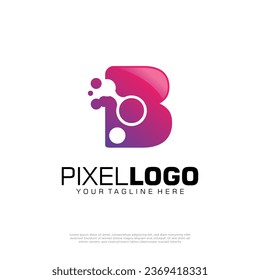 Abstract Letter B pixel logo vector design template