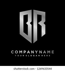 Abstract letter B R shield logo design template