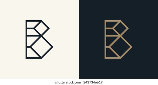 Abstrakter Buchstabe B Stein Diamant Linie Icon Luxus Logo