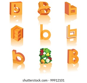 Abstract Letter B Symbol Icon Set EPS 8 vector, grouped for easy editing. No open shapes or paths.
