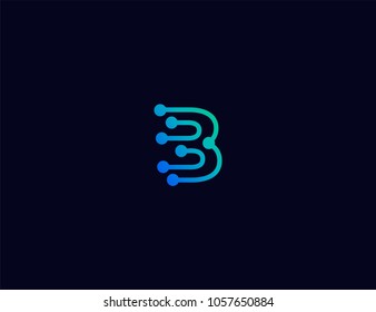 Abstract letter B Tech logo template