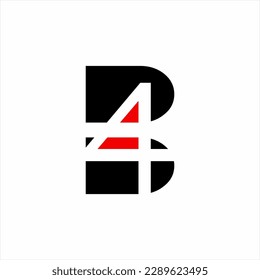 Descripción del diseño del logotipo vectorial de la letra B con el número 4.