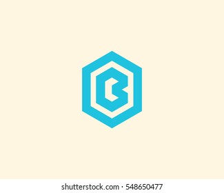 Abstract letter B vector logotype. Line hexagon creative simple logo design template.  Universal geometric symbol font icon.