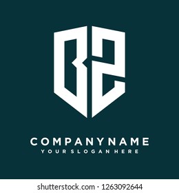 Abstract letter B Z shield logo design template