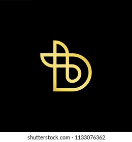 Abstract letter BA. minimal logo design template. Vector letter logo with gold and black color.