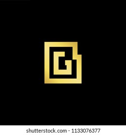 Abstract letter BA. minimal logo design template. Vector letter logo with gold and black color.