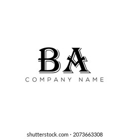 Abstract  Letter BA vector logo Design Templat. BA letter logo design on black Background. BA
