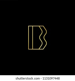 Abstract letter BB. minimal logo design template. Vector letter logo with gold and black color.