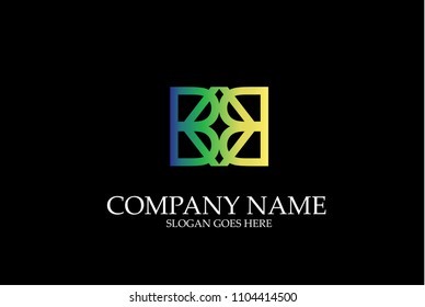 Abstract Letter BB Square Design Colorful Vector Logotype Template.
