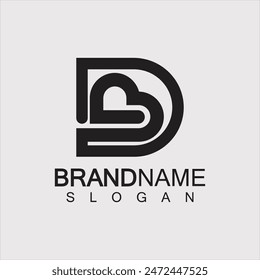 Abstract letter BD or DB logo design template - vector.