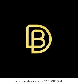 Abstract letter BD DB. minimal logo design template. Vector letter logo with gold and black color.