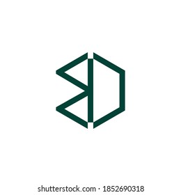 abstract letter BD geometric hexagonal line design logo vector