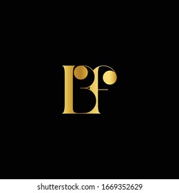 Abstract letter BF FB. minimal logo design template. Vector letter logo with gold and black color.
