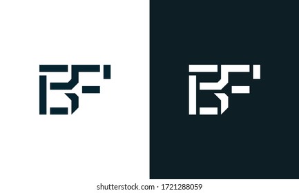 Abstract letter BF logo. This logo icon incorporate with abstract shape in the creative way. Modern letter logo design in black and white.
