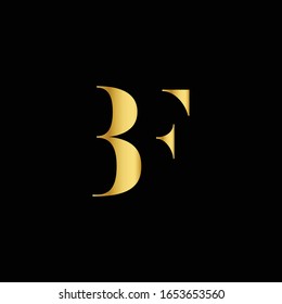 Abstract letter BF. lovely logo design template. BF Vector letter logo with black and gold color.
