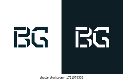 Abstract letter BG logo. This logo icon incorporate with abstract shape in the creative way. Modern letter logo design in black and white.