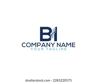 Abstract Letter BI DNA Biology Logo Concept. Creative Science, Laboratory and Biotechnology Vector Icon.