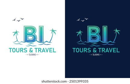 Abstrakter Buchstabe BI IB mit Travel Logo Design. Startsommer Reise Logo Symbol Vektor