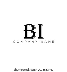 Abstract  Letter BI vector logo Design Templat. BI letter logo design on black Background. BI