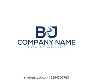 Abstract Letter BJ DNA Biology Logo Concept. Creative Science, Laboratory and Biotechnology Vector Icon.