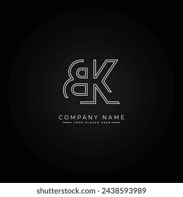 Abstract Letter BK Logo - Initial Monogram Template in Line Art Style