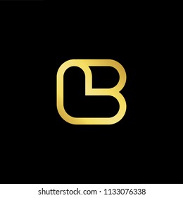 Abstract letter BL LB. minimal logo design template. Vector letter logo with gold and black color.
