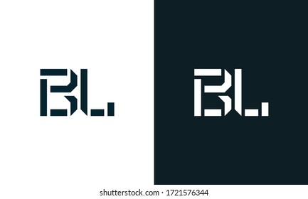 Abstract letter BL logo. This logo icon incorporate with abstract shape in the creative way. Modern letter logo design in black and white.