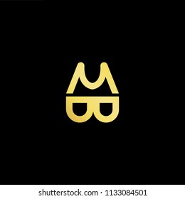 Abstract letter BM MB. minimal logo design template. Vector letter logo with gold and black color.