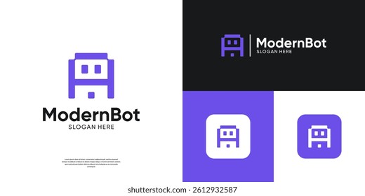 Abstract letter A bot logo design. Abstract virtual assistant robot tech logo.