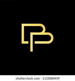 Abstract letter BP PB. minimal logo design template. Vector letter logo with gold and black color.