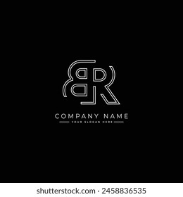 Abstract Letter BR Logo - Initial Monogram Template in Line Art Style