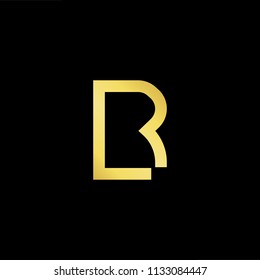 Abstract letter BR RB. minimal logo design template. Vector letter logo with gold and black color.