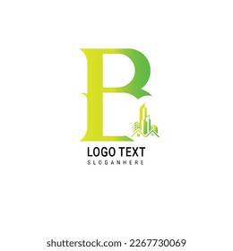 Abstract Letter Building Logo Design. Construction and Real Estate Creative Vector Template.
