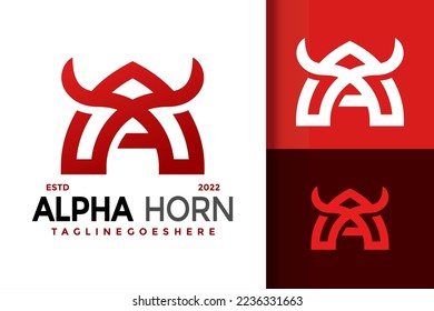 Abstract Letter A with Bull Horn Logo Design Vector Illustration Template